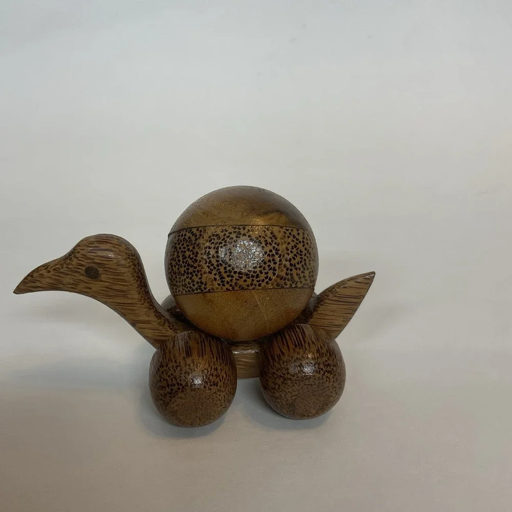 Vtg Bird Push Toy Educational Wooden Toyon Wheels With Rolling‎ Ball On Top MCM